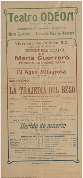 Cartel. Compañía María Guerreroy Fernando Díaz de Mendoza