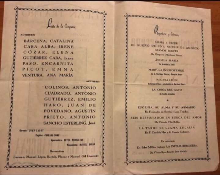 Programa repertorio. Compañía cómico-dramática Gregorio Martínez Sierra