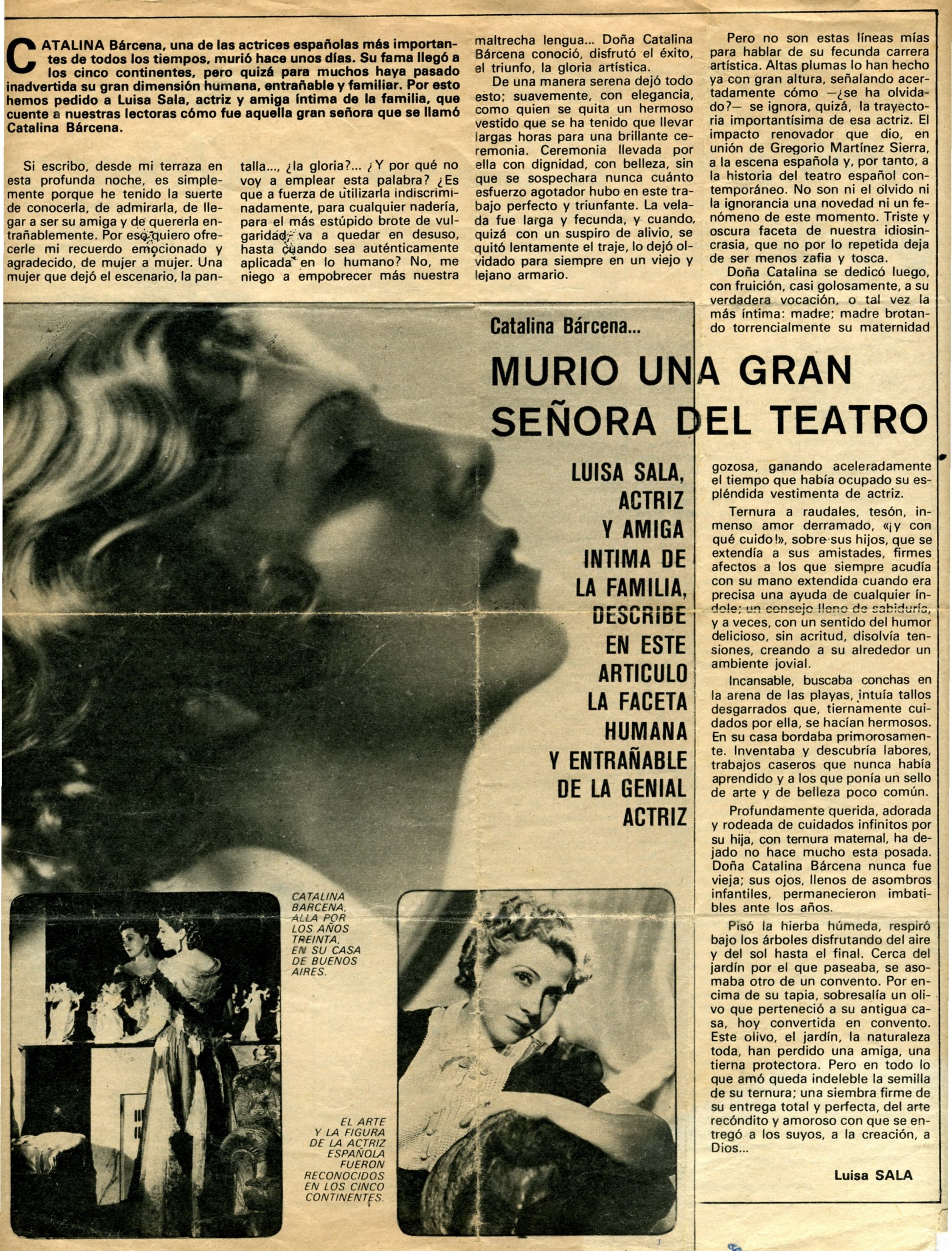 Artículo. Recuerdo de Catalina Bárcena en El País